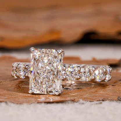 3.00 CT Radiant Cut Lab Grown Diamond Hidden Halo Engagement Ring