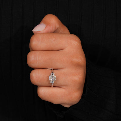 Radiant Cut Three Stone Lab Grown Diamond Engagement Ring Wedding Ring for Her