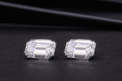 Emerald Cut Lab grown Diamond Pair For Wedding Earring Studs D-E Color Loose Diamond For Engagement Ring Conflict Free Diamond Pair
