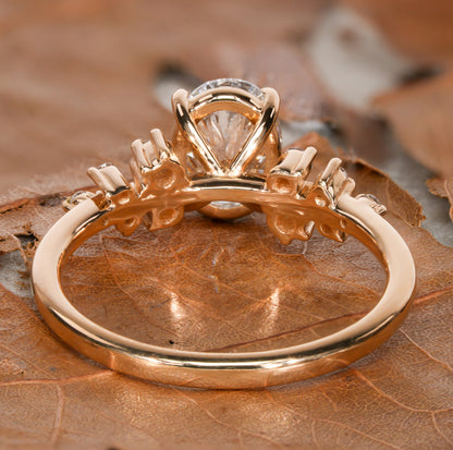 Oval Lab Diamond Engagement Ring | Snowdrift Cluster Wedding Ring