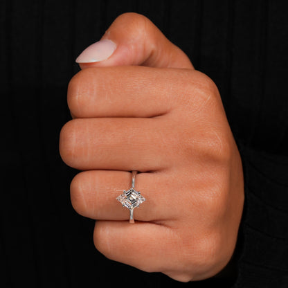 2.00CT Lozenge Cut Lab Diamond Solitaire Engagement Ring for Women