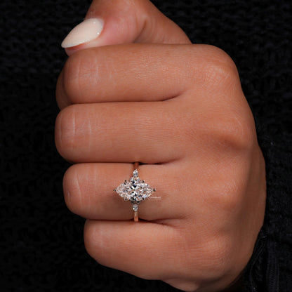 1.5CT Marquise Lab Diamond Engagement Ring IGI Certified Rose Gold