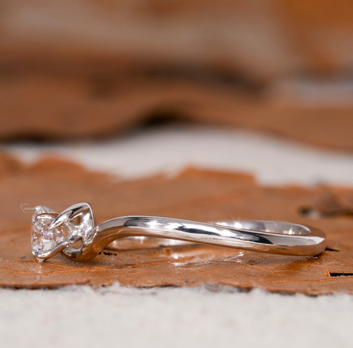 Round Brilliant Cut Lab Diamond Bypass Solitaire Engagement Ring for Women
