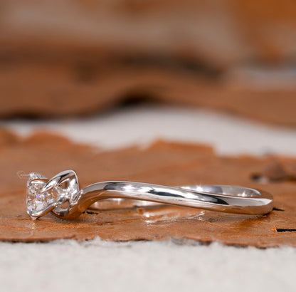 Round Brilliant Cut Lab Diamond Bypass Solitaire Engagement Ring for Women