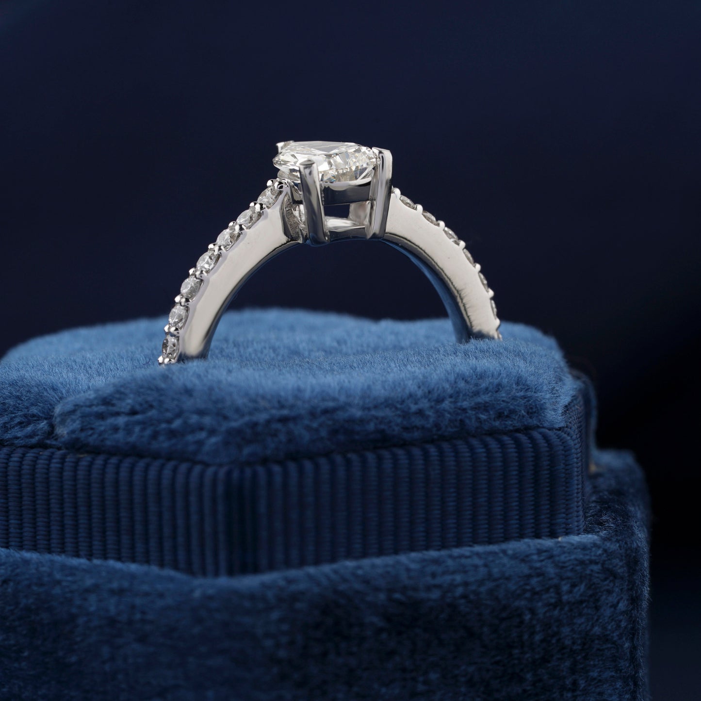 1CT Pear Lab Diamond Engagement Ring – Pave Setting