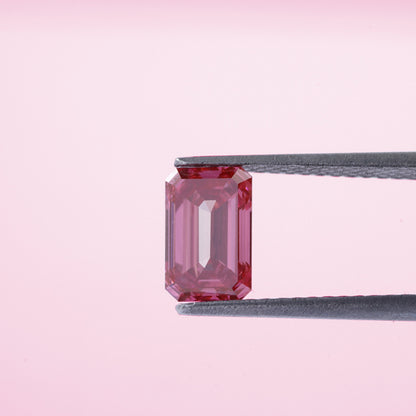 Pink Emerald Cut Lab Grown Diamond | HPHT Loose Diamond