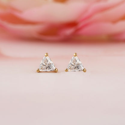 Trillion Cut Lab Diamond Screw Back Stud Earrings | Gift for Her