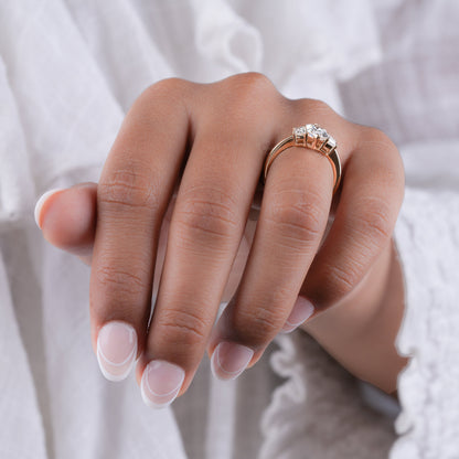 Dutch Marquise Lab Diamond Ring | Three Stone Wedding Ring