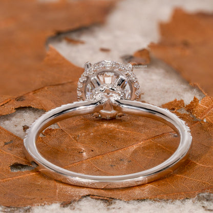 1CT Round Lab Diamond Hidden Halo Wedding Ring
