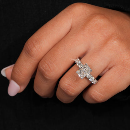 3.00 CT Radiant Cut Lab Grown Diamond Hidden Halo Engagement Ring