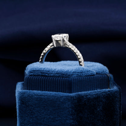1Ct Cushion Lab Diamond Pave Engagement Ring Gift for Her