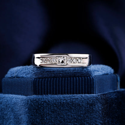 Princess Lab Grown Diamond Men’s Wedding Band In 14K White Gold