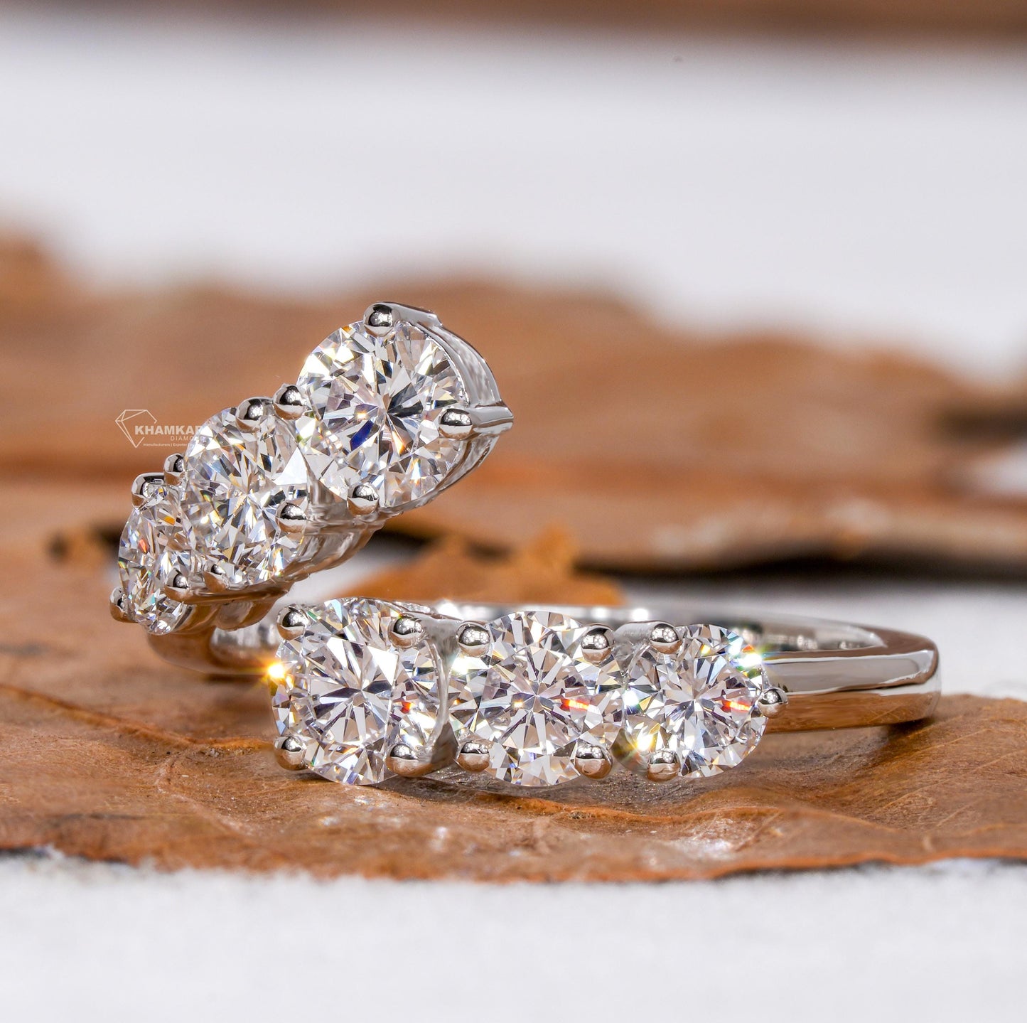 Round Lab Diamond Bypass Ring – Gold Wrap Ring