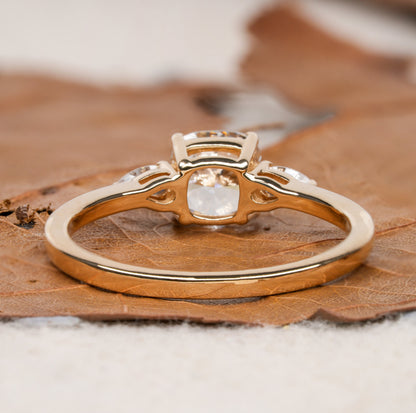 1CT Cushion Cut Lab Diamond Three Stone Engagement Ring