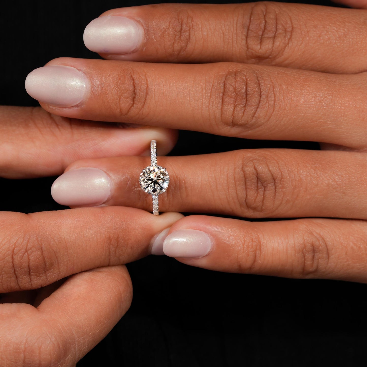 1CT Round Lab Diamond Hidden Halo Wedding Ring