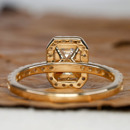 1CT Emerald Cut Lab Diamond Halo Engagement Ring – IGI Certified