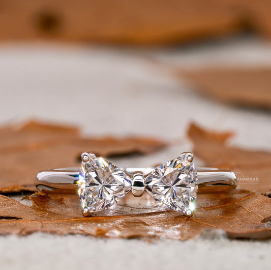 1CT Trillion Lab Diamond Bow Tie Ring – Unique Promise Ring for Her