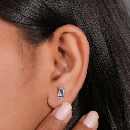 Baguette Cut Lab Grown Diamond Stud Earrings in 14K Gold