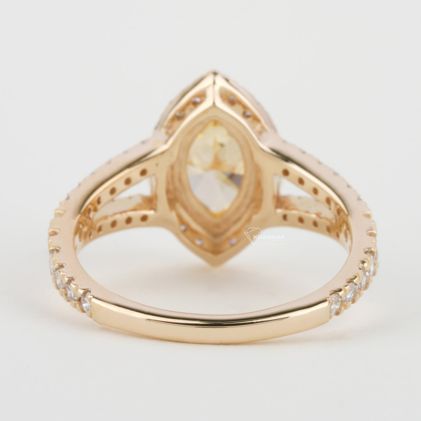 Yellow Marquise Cut Lab Created Diamond Halo Engagement Ring