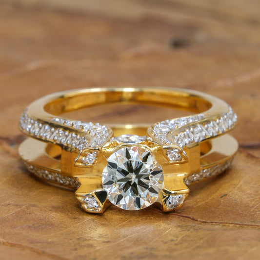 1 CT Round Lab Grown Diamond Halo Engagement Ring for Women