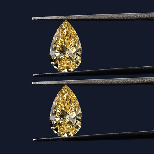 Pear Yellow Colored Lab Grown Diamonds For Earrings Yellow Color Loose Diamond For Engagement Ring CVD Diamond For Studs Yellow Diamond Ring