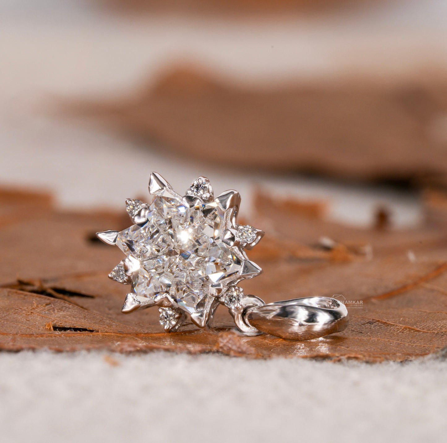 Star Shaped Diamond Pendant,Antique Cut Lab Grown Diamond Pendant For Anniversary /Birthday Gift for Her,Dainty Cluster Pendant for Daughter