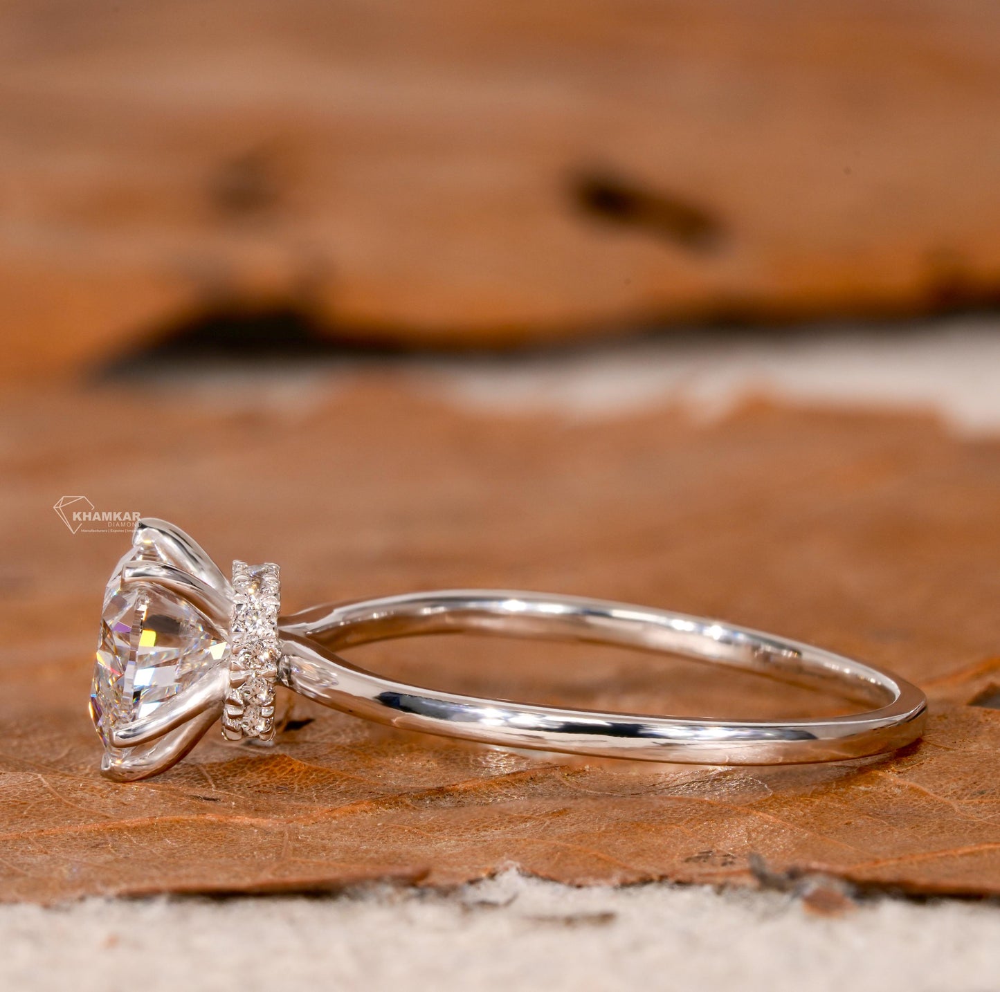 1.00CT Heart Lab  Diamond Engagement Ring – Hidden Halo Solitaire Ring for Her