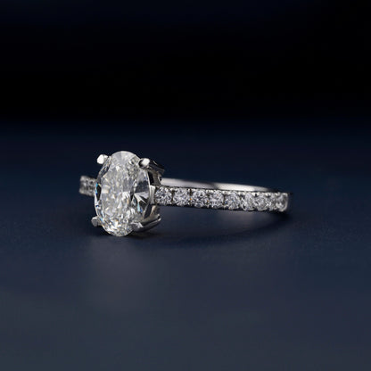 1 CT Oval Lab Diamond Pave Ring, IGI Certified, Engagement/Wedding Gift