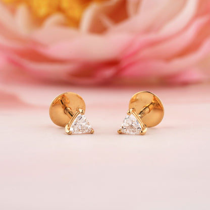 Trillion Cut Lab Diamond Screw Back Stud Earrings | Gift for Her