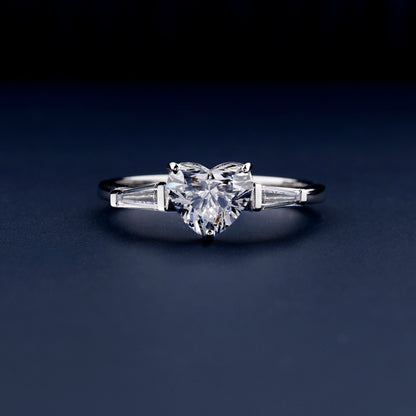 1 CT Heart Cut Lab Grown Diamond Proposal Ring for Women
