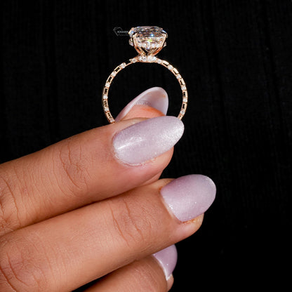 5ct Cushion Cut Lab Diamond Ring – Hidden Halo Engagement