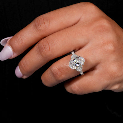 4CT Oval Lab Grown Diamond Three Stone Ring | Trilogy Engagement Ring