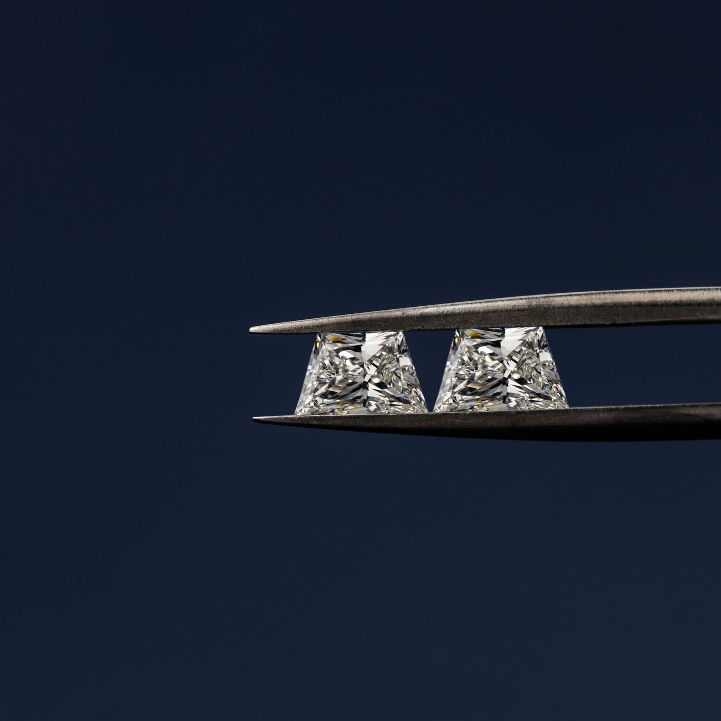 Trapezoid Brilliant Cut Lab Grown Diamond 14K White Gold Side Trapezoid Three Stone Diamond Ring Eco-Friendly Diamond Studs Gift For Her
