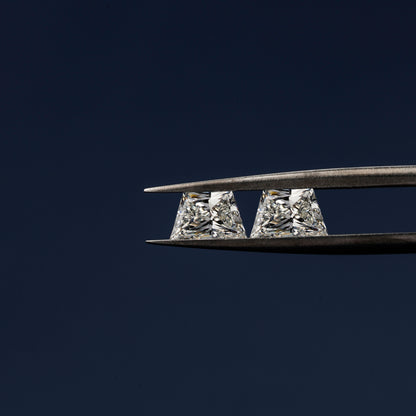 Trapezoid Brilliant Cut Lab Grown Diamond 14K White Gold Side Trapezoid Three Stone Diamond Ring Eco-Friendly Diamond Studs Gift For Her