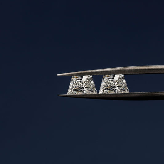 Trapezoid Brilliant Cut Lab Grown Diamond 14K White Gold Side Trapezoid Three Stone Diamond Ring Eco-Friendly Diamond Studs Gift For Her
