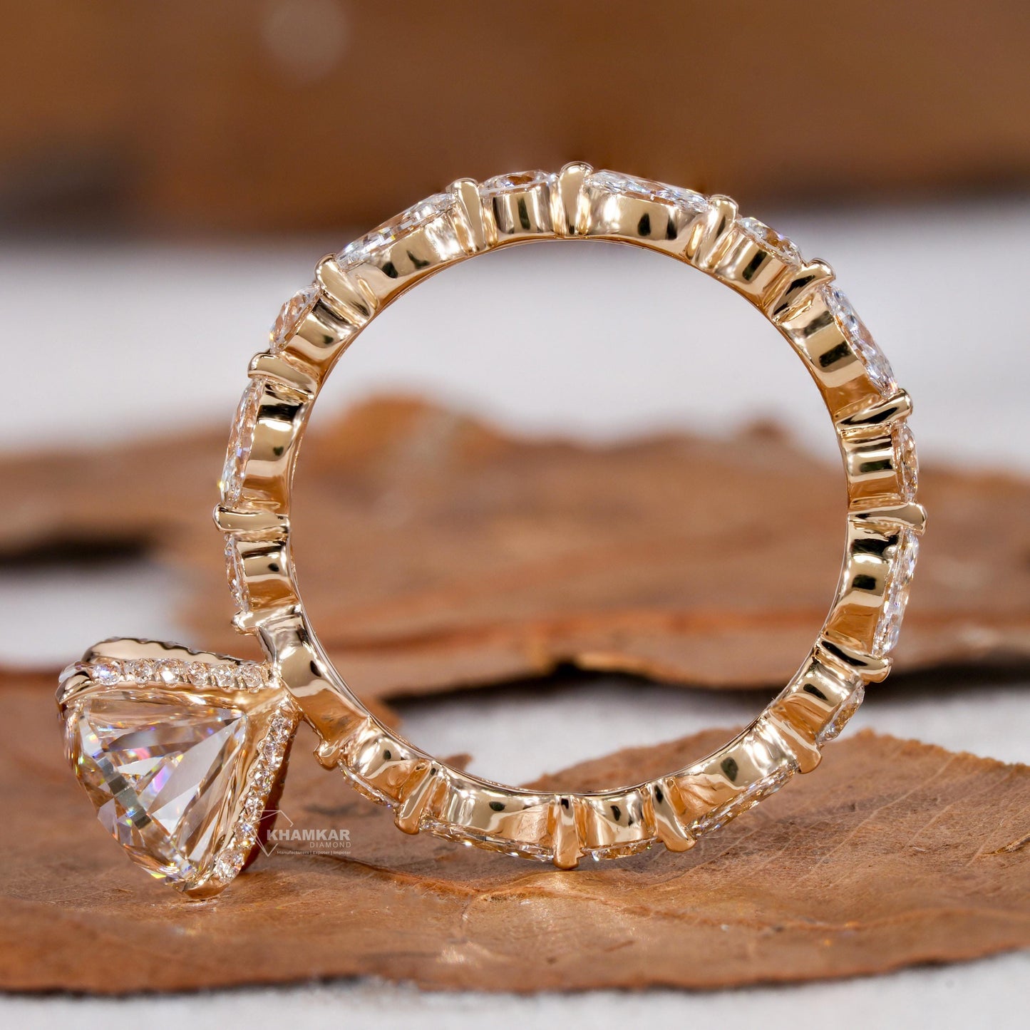 3.50CT Oval Lab Diamond Engagement Ring Marquise & Round Pave