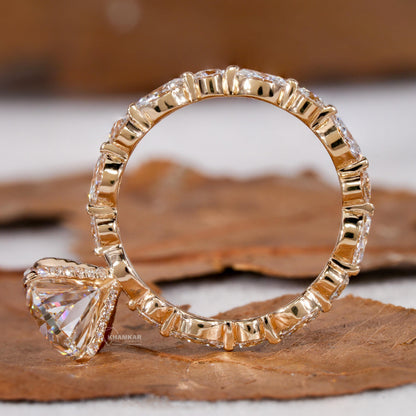 3.50CT Oval Lab Diamond Engagement Ring Marquise & Round Pave