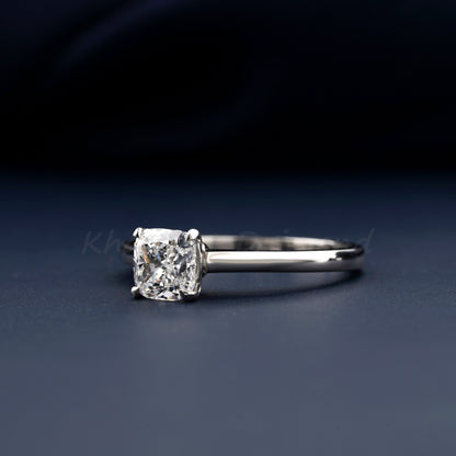 Cushion Cut Lab Diamond Solitaire Engagement Ring – Anniversary Gift for Her
