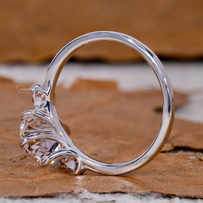 2CT Oval Three Stone Lab Grown Diamond Engagement Ring
