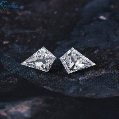 Kite Cut Labgrown Diamond For Studs,CVD-HPHT Diamond For Gift, Conflict Free Diamond,Side Stone Ring,18K White Gold Kite Diamond Bezel Stud