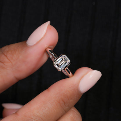 Emerald Cut Lab Diamond Ring | Solitaire  Wedding Ring For Her