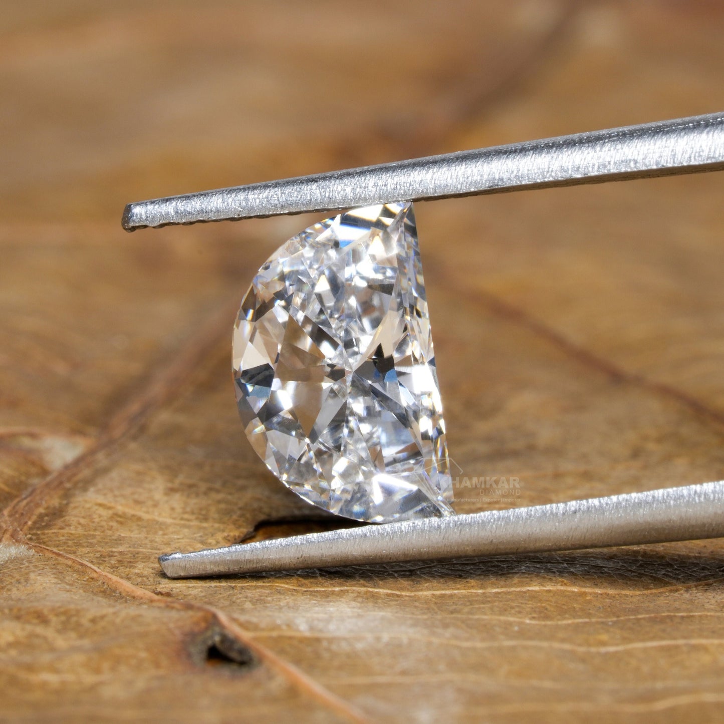 Half Moon Lab Diamond Engagement Ring | IGI Certified | 14K White Gold