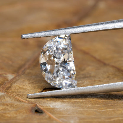 Half Moon Lab Diamond Engagement Ring | IGI Certified | 14K White Gold