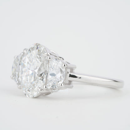 4CT Oval Lab Diamond Ring | Three Stone Wedding Ring