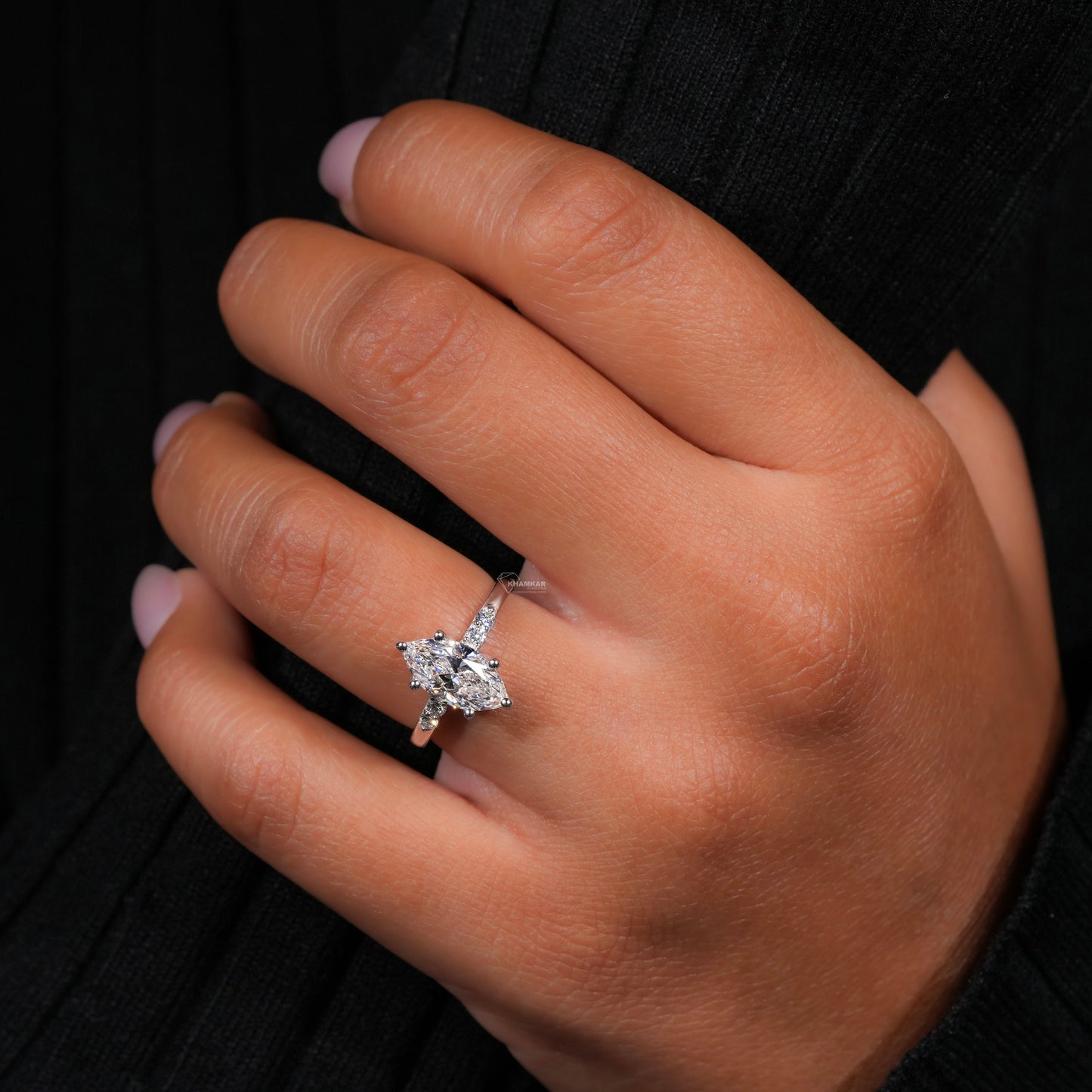 1.50 CT Marquise Cut Lab Diamond Five Stone Engagement Ring for Women