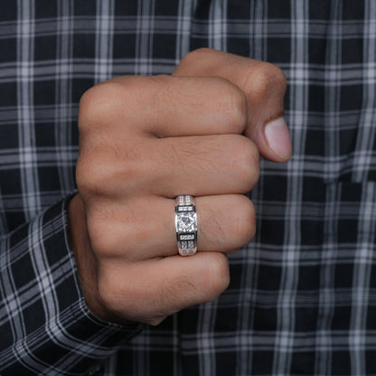 1.50 TCW Cushion Lab Diamond Men's Ring – 950 Platinum Engraved Band