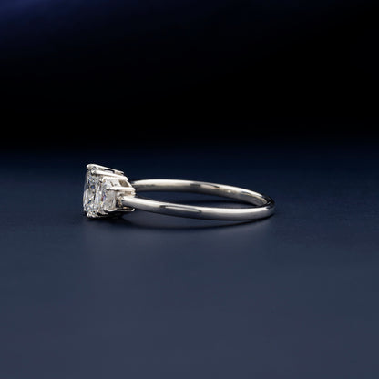 Three Stone Cushion Lab Diamond Half Moon Ring For Gift