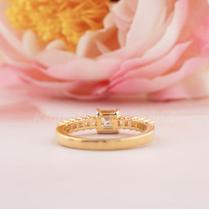 Carre Cut Lab Grown Diamond Engagement Ring in 14K White Gold