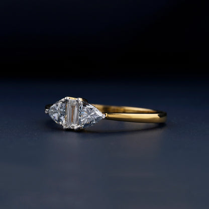 Blue Trillion Lab Diamond Engagement Ring – Three Stone Ring