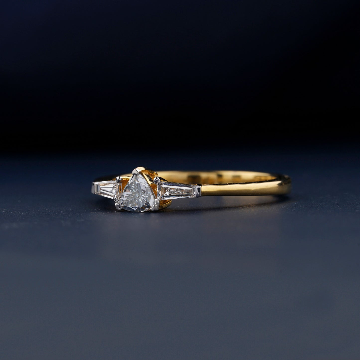 Light Blue Trillion Lab Diamond Ring – Three Stone Promise Ring